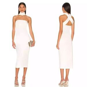 Not Yours To Keep Jordan White Midi Dress body con halter Revolve $288 Sz XS